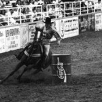 A barrel racer at the Mesquite Rodeo. Mesquite, TX